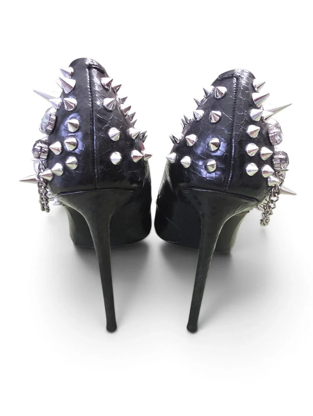 NEW Seve Madden Black Veronicka Silver Studded Pointed Toe Pump 7.5